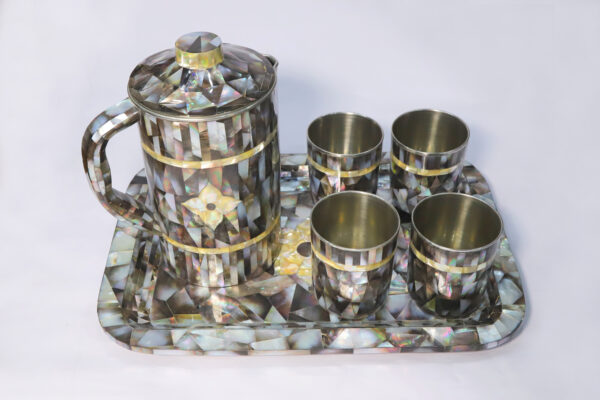 Elegant Marble Inlay Serving Set